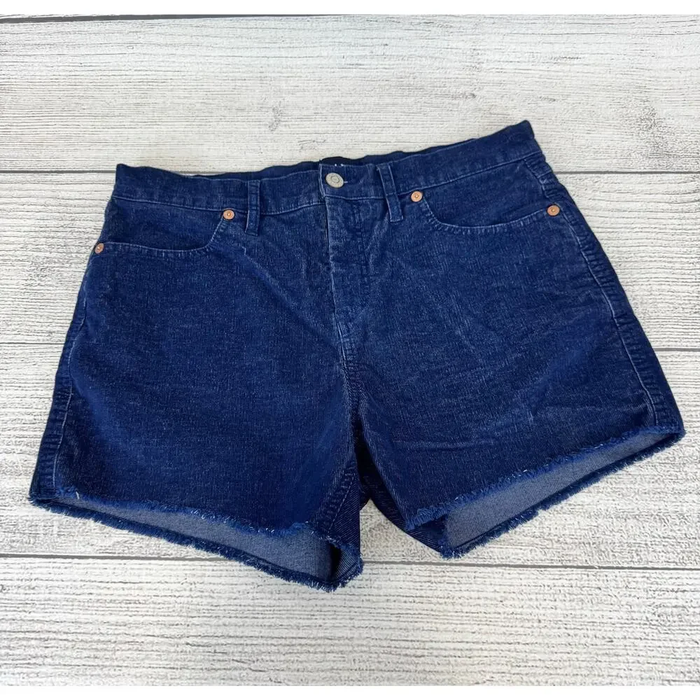 Gap Women's Navy Blue Corduroy Fray Hem Shorts Size 10